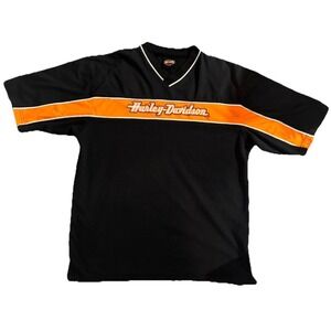 Vintage Harley Davidson Embroidered V Neck Racing Shirt Junction City, Kansas